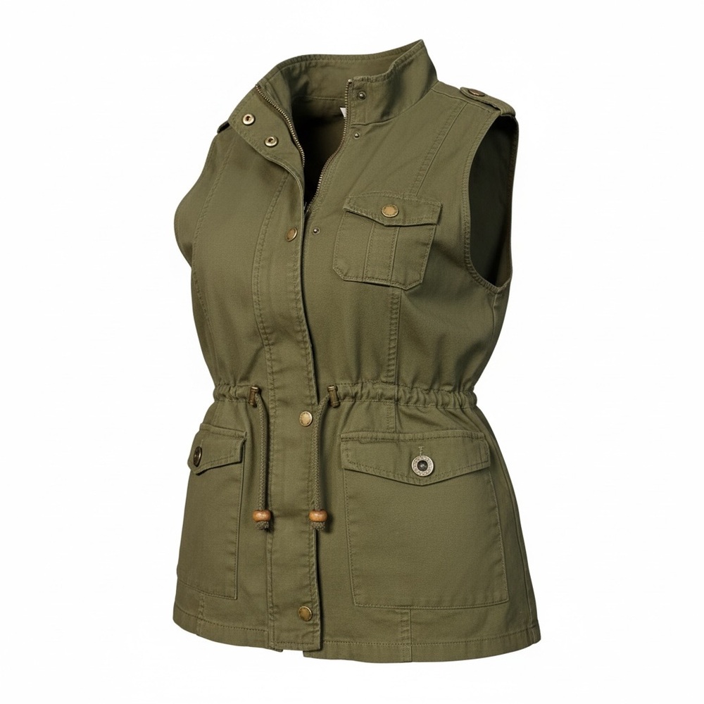 C’Est‎ Toi  women’s Olive Green Utility Vest – Size Small
